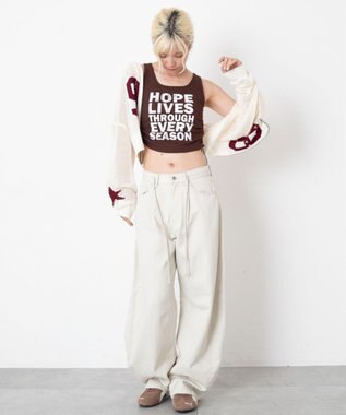 WEGO 【カップ付き】デザイングラフィックカップインタンク ブラウン