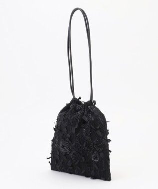 自由区 【カトリエムブーケ】Tweed a fleurs et rubans ドロストバッグ ブラック