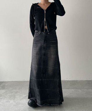 WEGO カーブヘムダブルZIPパーカー ブラック