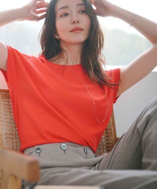 23区 【新色追加/VERY5月号掲載】レーヨンポリエステルストレッチ プルオーバー ニット オレンジ系