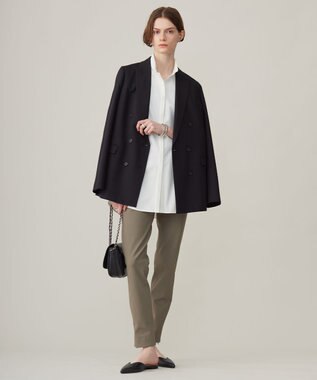 ICB L 【洗える】 ブラウスライクジャージー ロングシャツ オフホワイト系