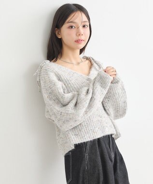 earth music&ecology 【WEB限定】SET2点ショートカーディガン＋リボンキャミソール Light Gray