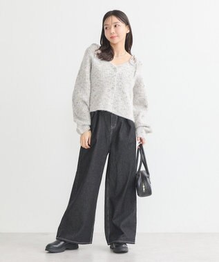 earth music&ecology 【WEB限定】SET2点ショートカーディガン＋リボンキャミソール Light Gray