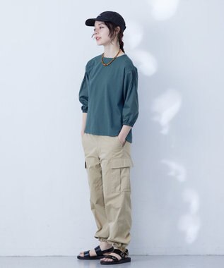 J.PRESS YORK STREET 【WOMEN】ファブリックスリーブ　プルオーバー ダークグリーン系