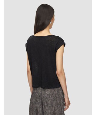 JOSEPH 【洗える】リネンジャージー　キャップスリーブトップス Black