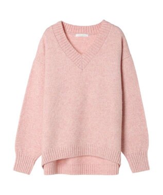 Green Parks ＭｉｘカラーＶネックニットプルオーバー Pink