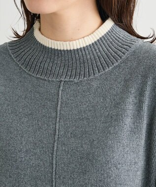 Green Parks 配色リラックスモールニットワンピース Gray