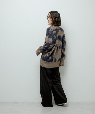 Green Parks アニマル柄カーディガン Charcoal Gray