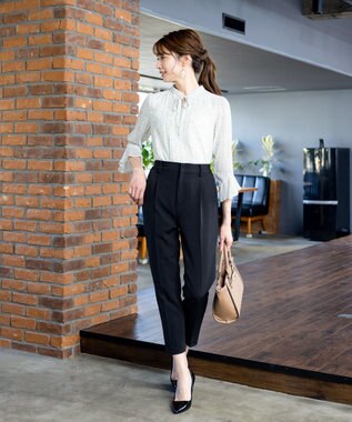 Tiaclasse 【小倉優子さん着用・ダブルクロス・洗える】テーパードパンツ ブラック