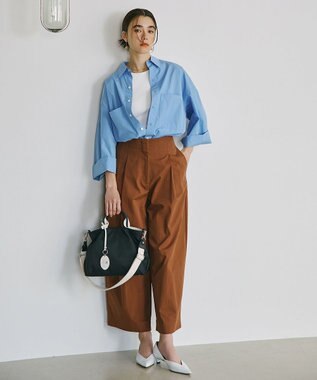 TOPKAPI 【TREASURE TOPKAPI】】ストライプハンドル ナイロン 2way ミニ トートバッグ ブラック