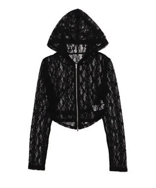 WEGO レースダブルジップパーカー ブラック