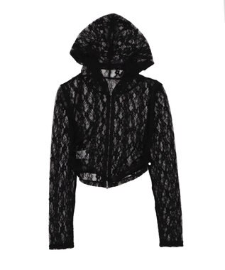 WEGO レースダブルジップパーカー ブラック