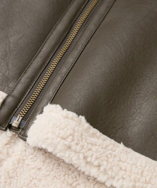 AMERICAN HOLIC ボアフェイクレザーブルゾン Dark Brown