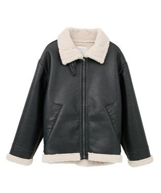 AMERICAN HOLIC ボアフェイクレザーブルゾン Black