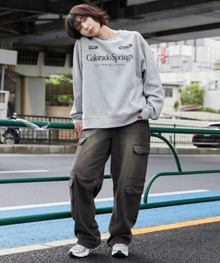 WEGO 【ユニセックス着用ITEM/裏起毛/SMLサイズ展開】リラックスフィットゲームロゴプルオーバー 杢グレー