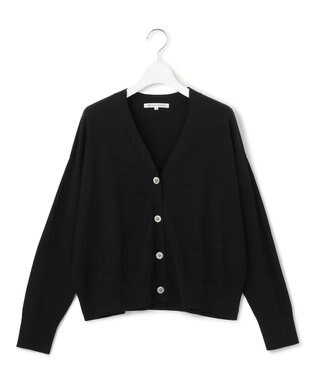 23区 【洗える】テンセルストレッチ Vネック ショート カーディガン ブラック系