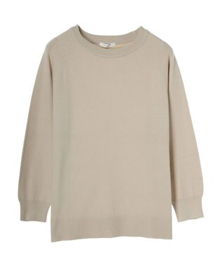 Green Parks もちやわ　ボートネックニットチュニック Light Beige