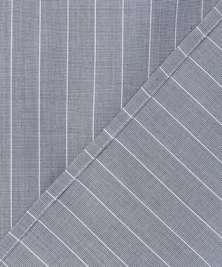 J.PRESS LADIES L ストライプ×エンブロイダリー バンドカラー ブラウス ネイビー×ホワイト系