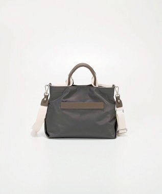 TOPKAPI 【TREASURE TOPKAPI】】ストライプハンドル ナイロン 2way ミニ トートバッグ ダークグレー