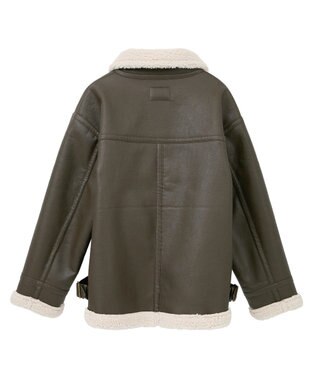 AMERICAN HOLIC ボアフェイクレザーブルゾン Dark Brown