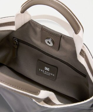 TOPKAPI 【TREASURE TOPKAPI】】ストライプハンドル ナイロン 2way ミニ トートバッグ ダークグレー