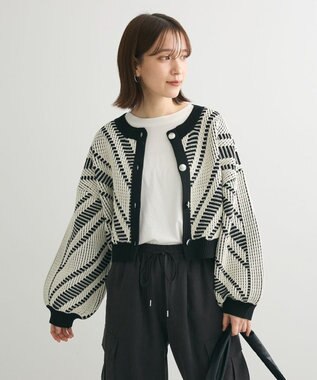 Green Parks ・ＥＬＥＮＣＡＲＥ　ＤＵＥ　ジャカードカーディガン Off White