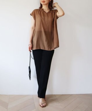 UNFILO 【撥水】ヴィンテージ レーヨン ブラウス キャメル系