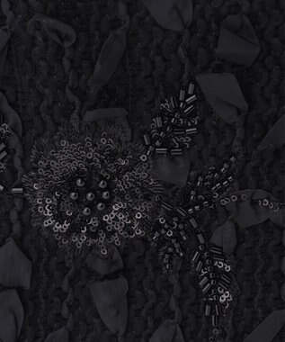 自由区 【カトリエムブーケ】Tweed a fleurs et rubans ドロストバッグ ブラック