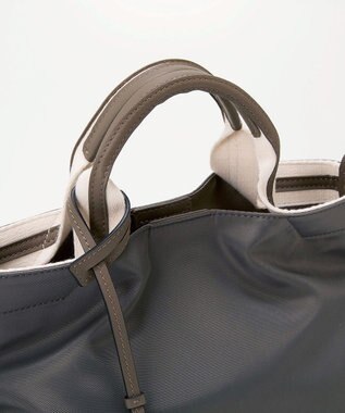 TOPKAPI 【TREASURE TOPKAPI】】ストライプハンドル ナイロン 2way ミニ トートバッグ ダークグレー