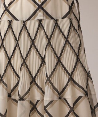 GRACE CONTINENTAL チェックプリントプリーツワンピース ベージュ