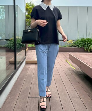 組曲 S 【2WAY】レース襟フレンチテリー カットソー ブラック系