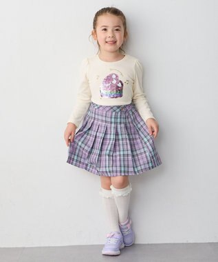 ANY KIDS ラメチェックプリーツスカパン ラベンダー系