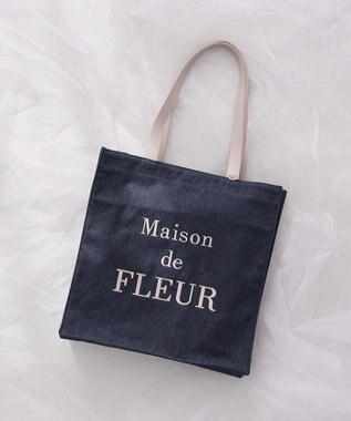 Maison de FLEUR デニムブランドロゴスクエアトートバッグ