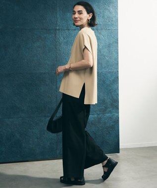 UNFILO L 【WEB限定カラー】スゴ機能美ニット キーネック ジレ [WEB限定]サンドベージュ