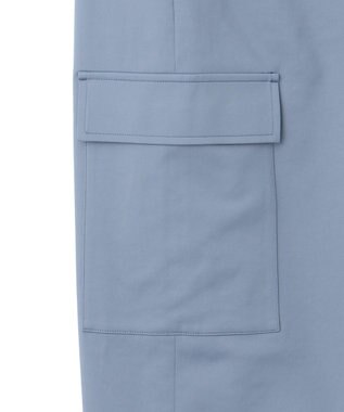 ICB 【UVカット・吸水速乾・洗える】シェルタリングドライサテン  ワイドストレートカーゴパンツ ブルー系