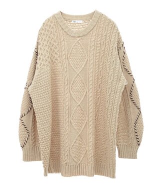 CRAFT STANDARD BOUTIQUE ハンドステッチケーブルニットチュニック Beige