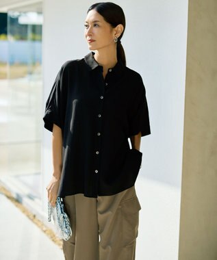 自由区 【カタログ掲載・定番人気・新色追加】リヨセルポプリン ブラウス ネイビー