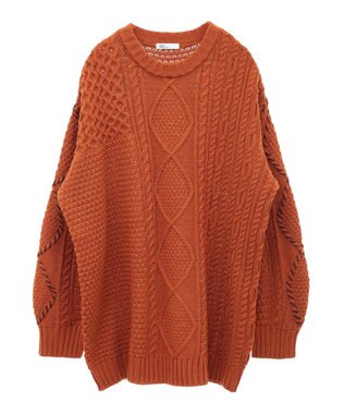 CRAFT STANDARD BOUTIQUE ハンドステッチケーブルニットチュニック Orange