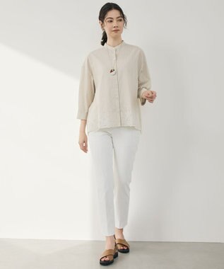 自由区 エンブロイダリーブロードバンドカラー ブラウス フラックス×オフ