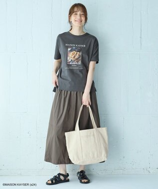 ANY 【MAISON KAYSERコラボ】フォトプリント半袖Tシャツ チャコール×バスケット