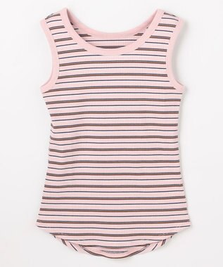 ANY テレコラウンドヘムタンクトップ ピンクベース