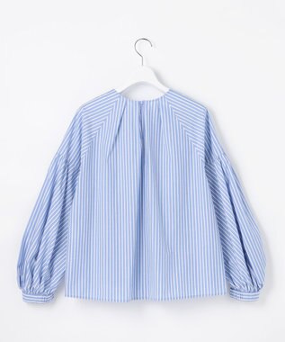 自由区 【SHIHOさん着用】ボリュームスリーブ ブラウス サックスストライプ