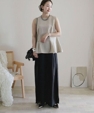 Green Parks AnriettMusee ノースリーブタックペプラムブラウス Beige