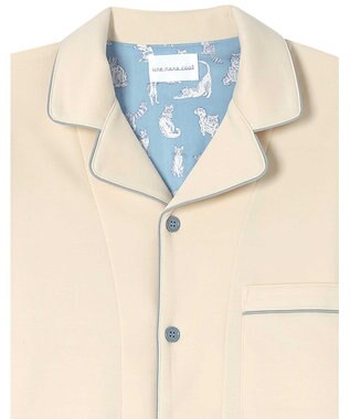 une nana cool 【綿混】ハイゲージダブルエアー メンズ長袖開襟 MADE WITH LIBERTY FABRIC クリーム