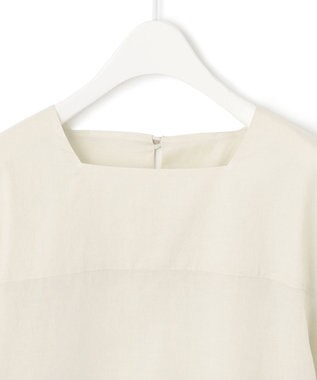 ICB 【洗える】テンセルコットンローン スクエアネックブラウス アッシュグレー系