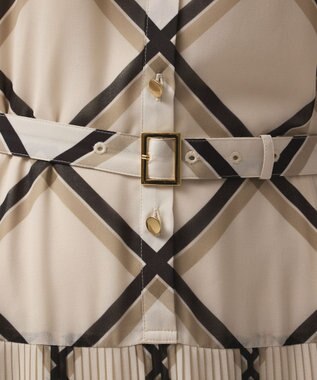 GRACE CONTINENTAL チェックプリントプリーツワンピース ベージュ