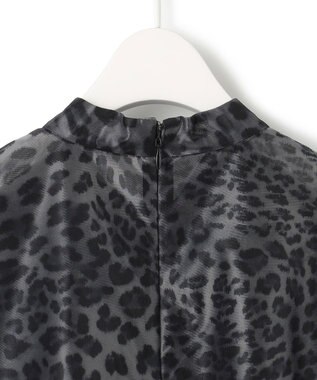 ICB L 【洗える】シアーカールマイヤー ブラウス チャコール系