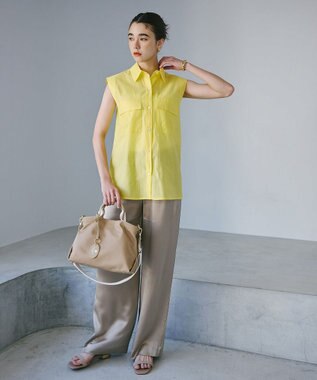 TOPKAPI 【TREASURE TOPKAPI】】ストライプハンドル ナイロン 2way ミニ トートバッグ ライトベージュ