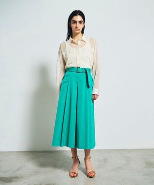 GRACE CONTINENTAL グログランタックフレアスカート グリーン