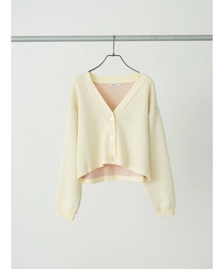 earth music&ecology バイカラースポンディッシュカーディガン Ivory